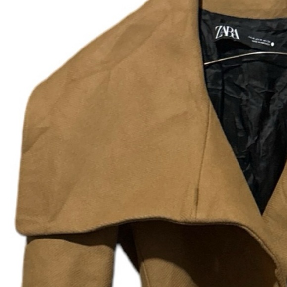Zara Camel Wool Wrap Collar Coat - Picture 6 of 16